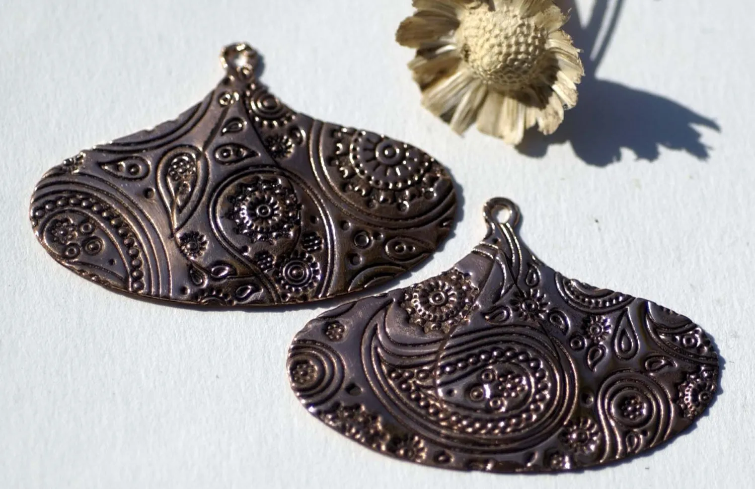 24mm x 15mm Teardrop Embossed Paisley Texture Shape Cutout Blank for Metalwork Enameling Stamping Texturing Blanks Variety of Metals