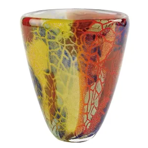 8 MultiColor Art Glass Oval Vase