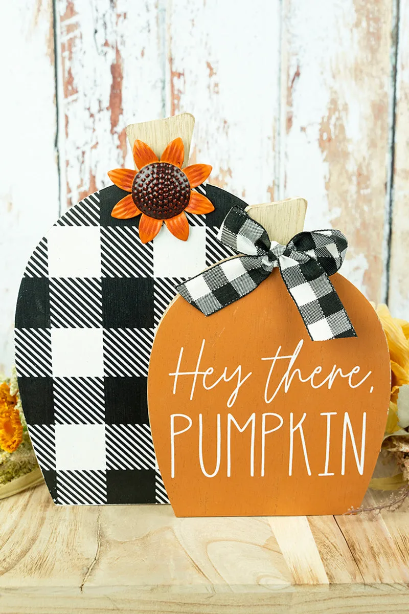9.5 x 9 'Hey There' Tabletop Pumpkin Duo