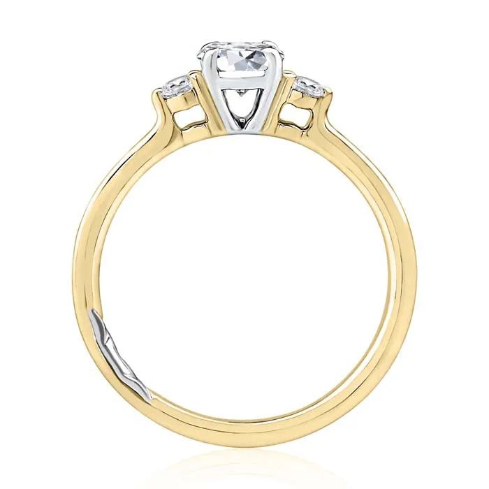 A. Jaffe 3-Stone Oval Engagement Ring Semi-Mounting in 14K Yellow Gold