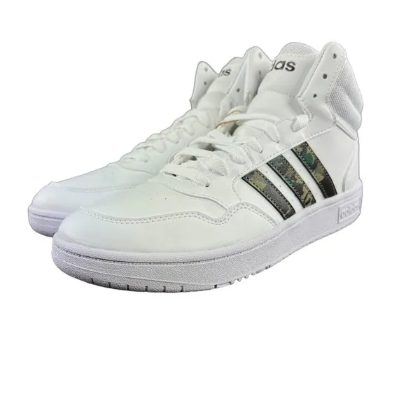 Adidas Youth Hoops Mid 3.0 K White Green Camo Shoes GY4441 Size 7 (GS)