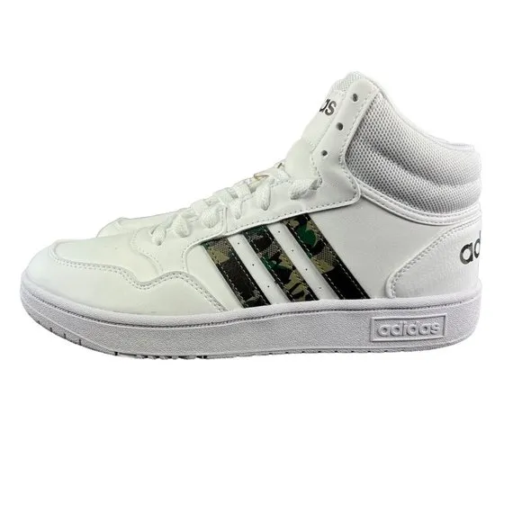Adidas Youth Hoops Mid 3.0 K White Green Camo Shoes GY4441 Size 7 (GS)