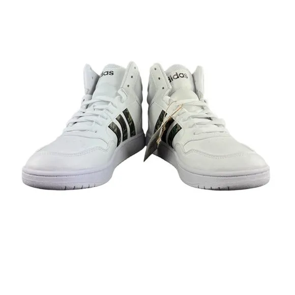 Adidas Youth Hoops Mid 3.0 K White Green Camo Shoes GY4441 Size 7 (GS)