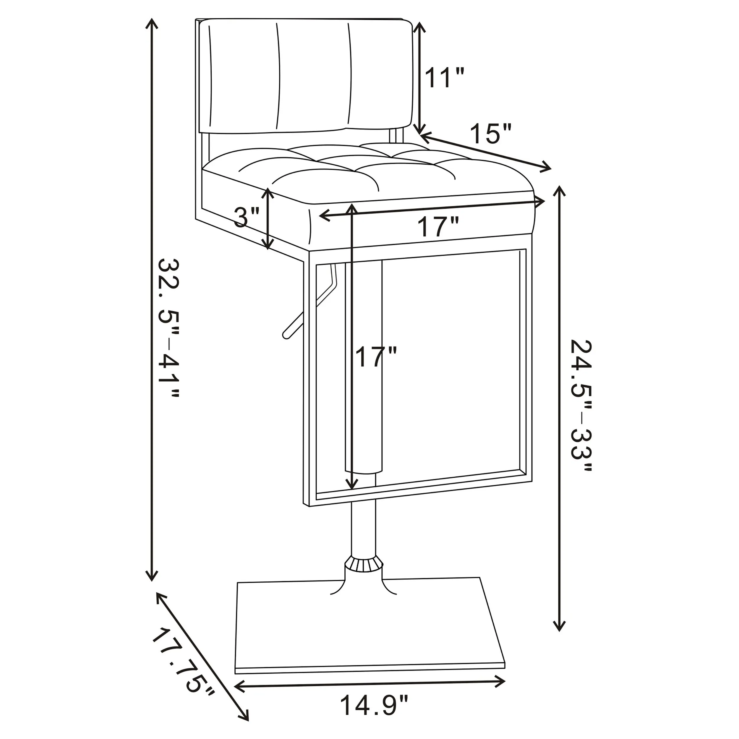Alameda Adjustable Bar Stool Chrome and White