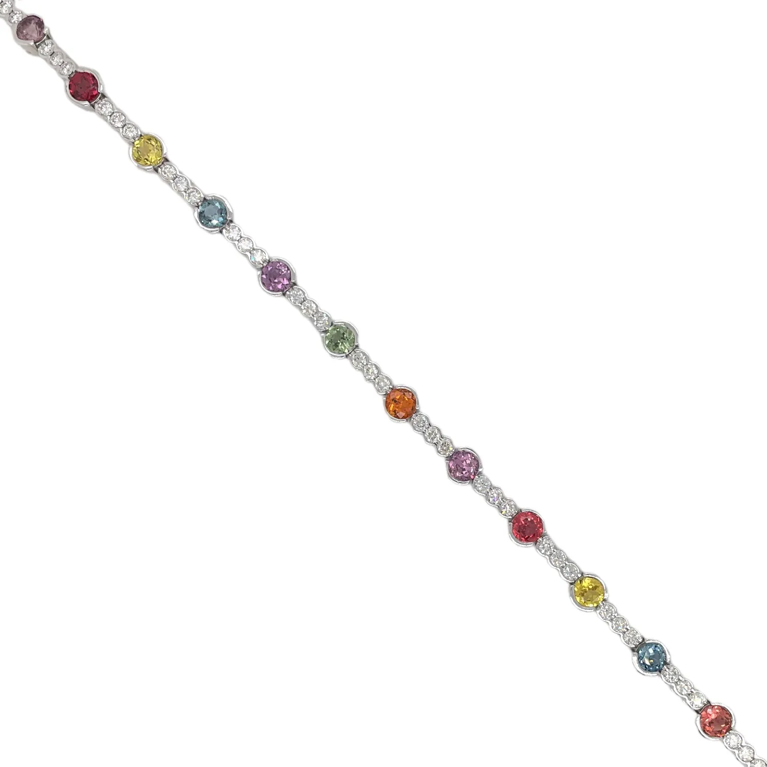 Alternating Multi-Color Sapphire & Diamond Bracelet