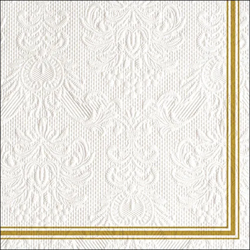 Ambiente Embossed Napkins Elegance Lea White/Gold - Large