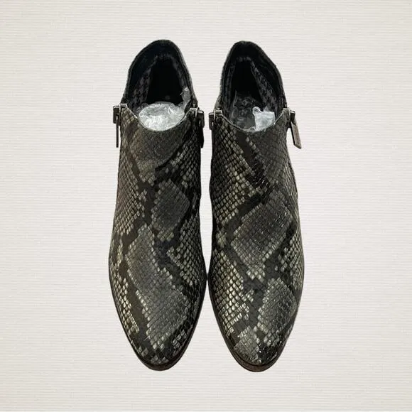Aquatalia Booties Womens 6.5 Green Black Flavia Snakeskin Embossed Leather Chic