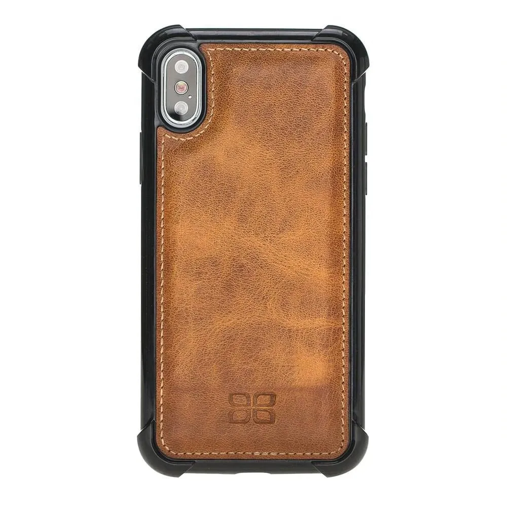 Back Cover Leather Case with Extra Edge Protected for Apple iPhone X Series
