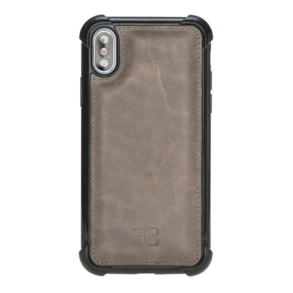 Back Cover Leather Case with Extra Edge Protected for Apple iPhone X Series
