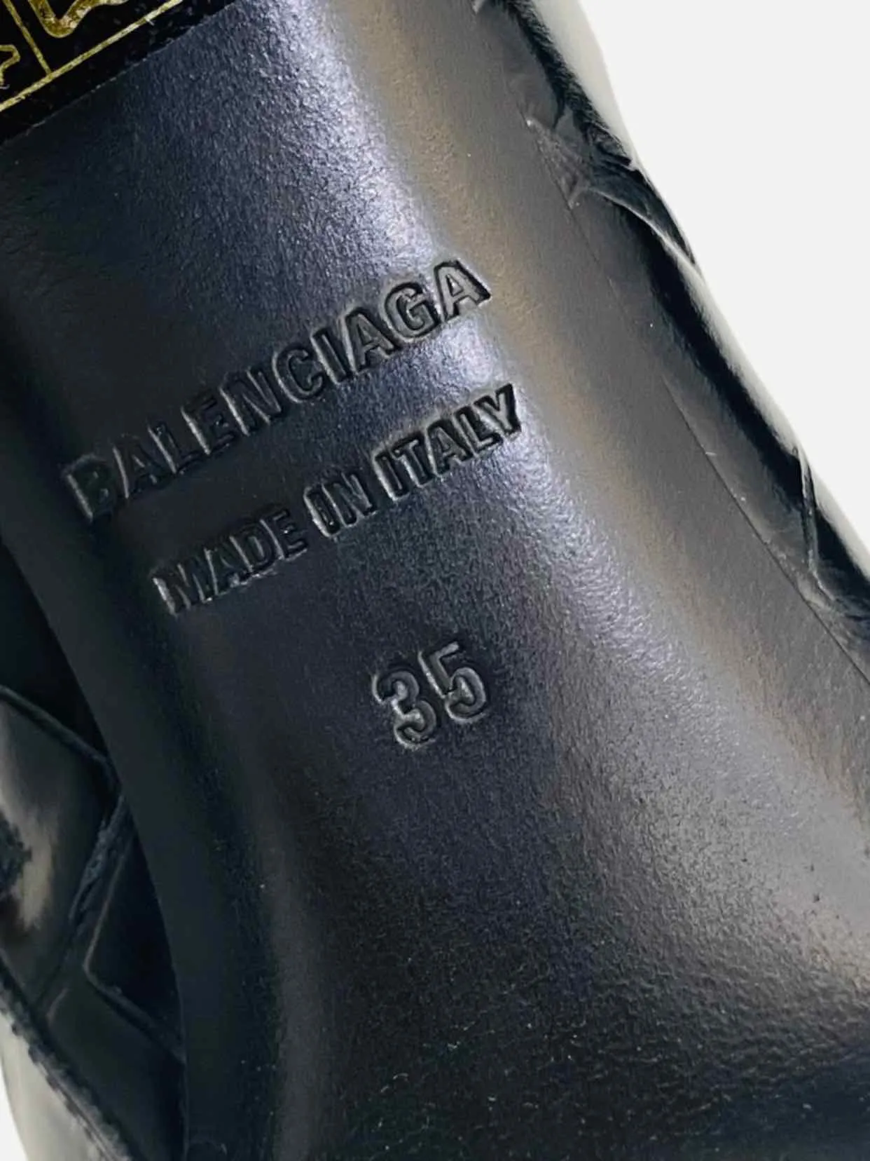 BALENCIAGA BB Double Black Croc Embossed Ankle Boots 35
