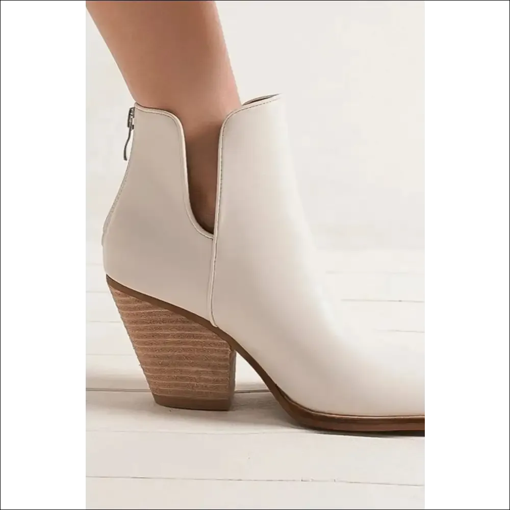 Beast Fashion Pointed Metal-Tip Toe Block Heel Ankle Boots