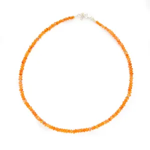 Beautiful Bright Faceted Carnelian Gemstone Necklace - Sterling Silver Clasp