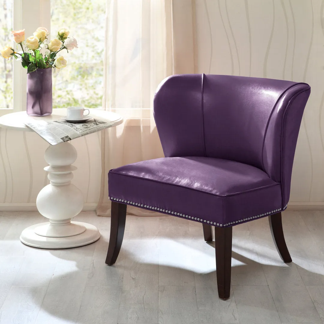 Beesley Faux Leather Armless Accent Chair Andover Mills™ Leather Type: Purple Faux Leather
