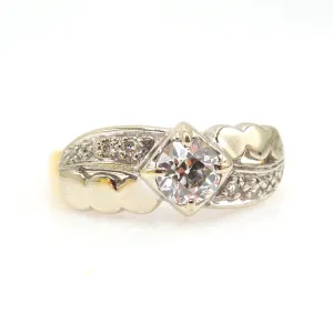 Bicolor Gold Engagement Ring with Half Carat Old European Cut Diamond