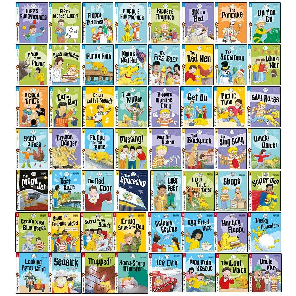 Biff, Chip and Kipper Stage 1 - 3 Read with Oxford: 3 : 56 Phonics Books Collection Set