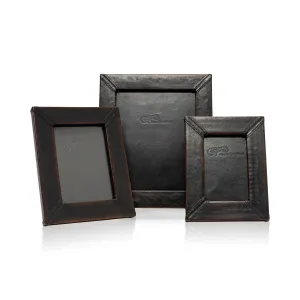 Black & Dark Brown Leather Tabletop Picture Frame - The Rodeo