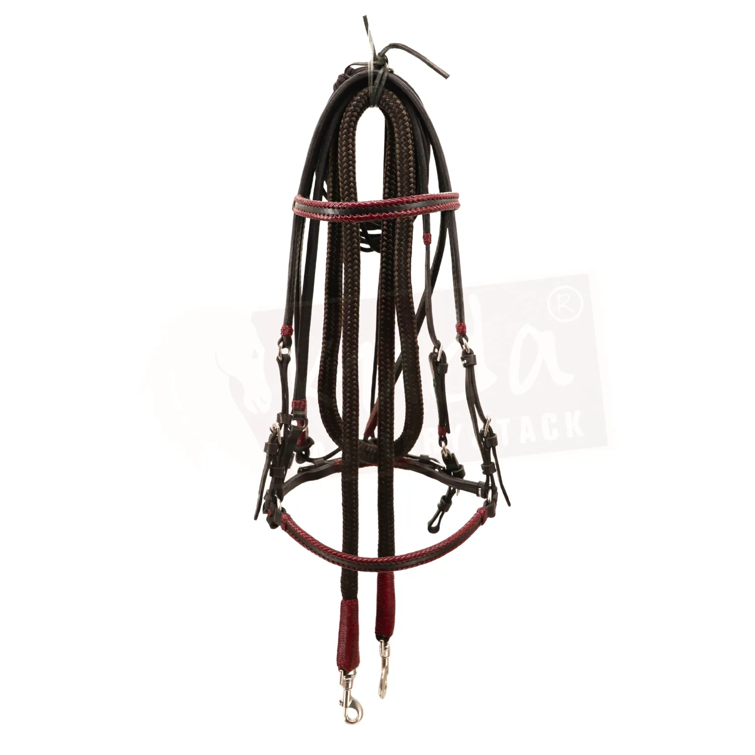 Black and Purple bridle set with Black trim, 5/8" nylon reins