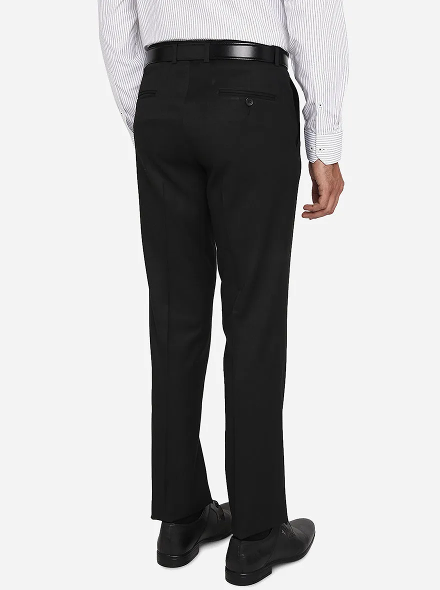 Black Solid Slim Fit Formal Trouser | Greenfibre