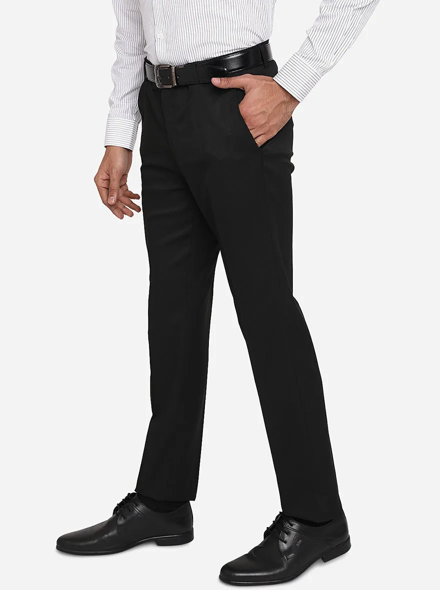 Black Solid Slim Fit Formal Trouser | Greenfibre