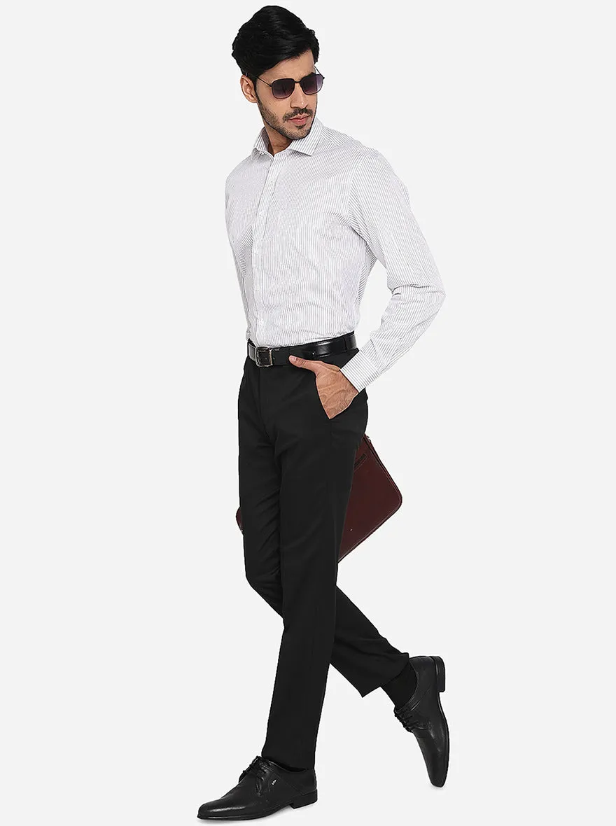 Black Solid Slim Fit Formal Trouser | Greenfibre