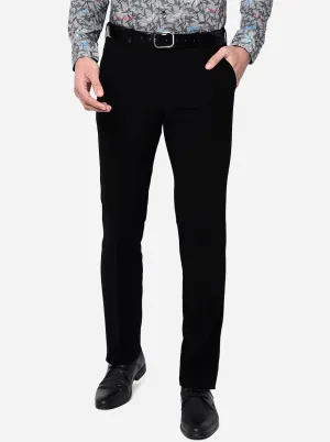 Black Solid Slim Fit Formal Trouser | JB Studio