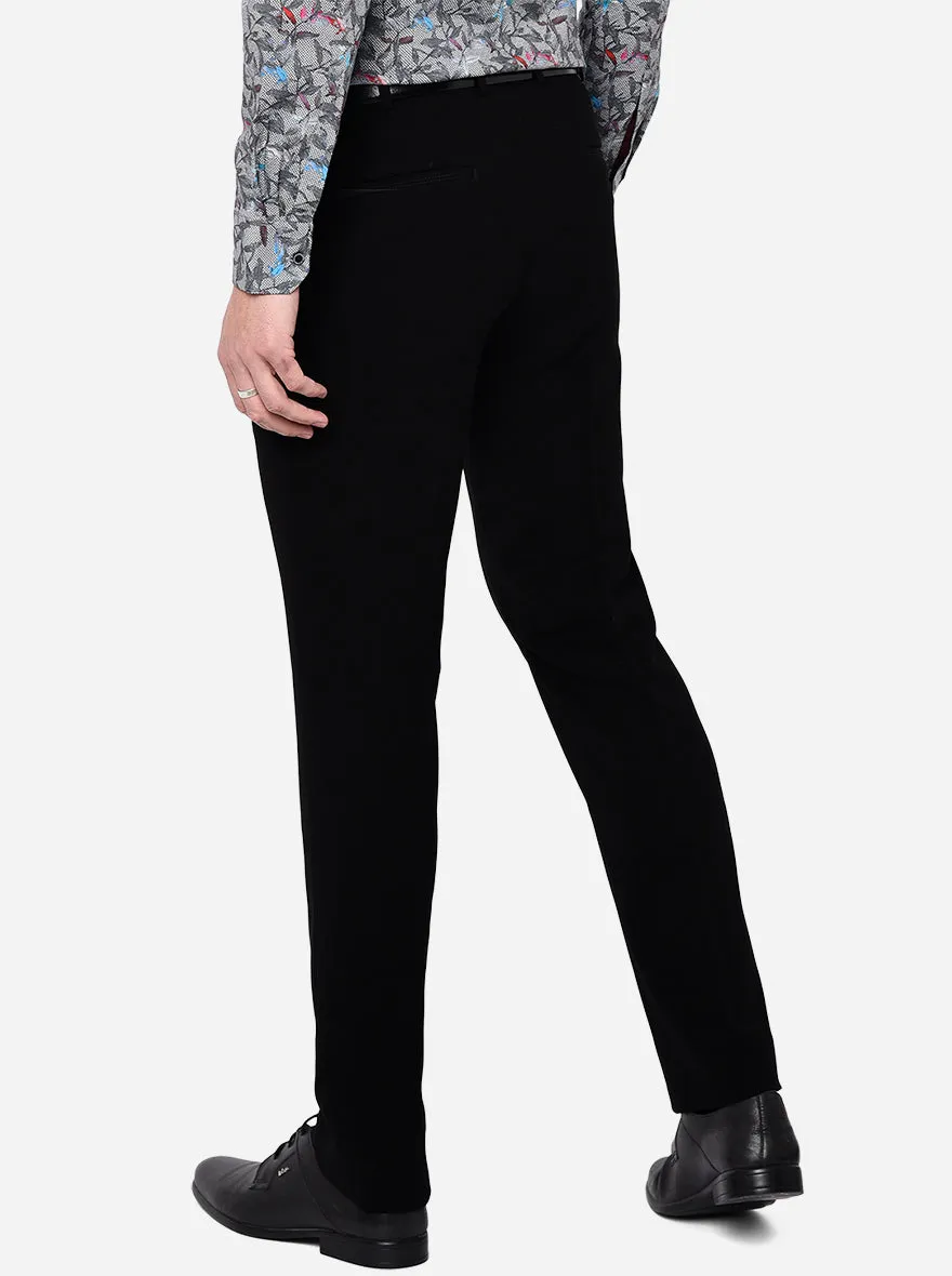 Black Solid Slim Fit Formal Trouser | JB Studio