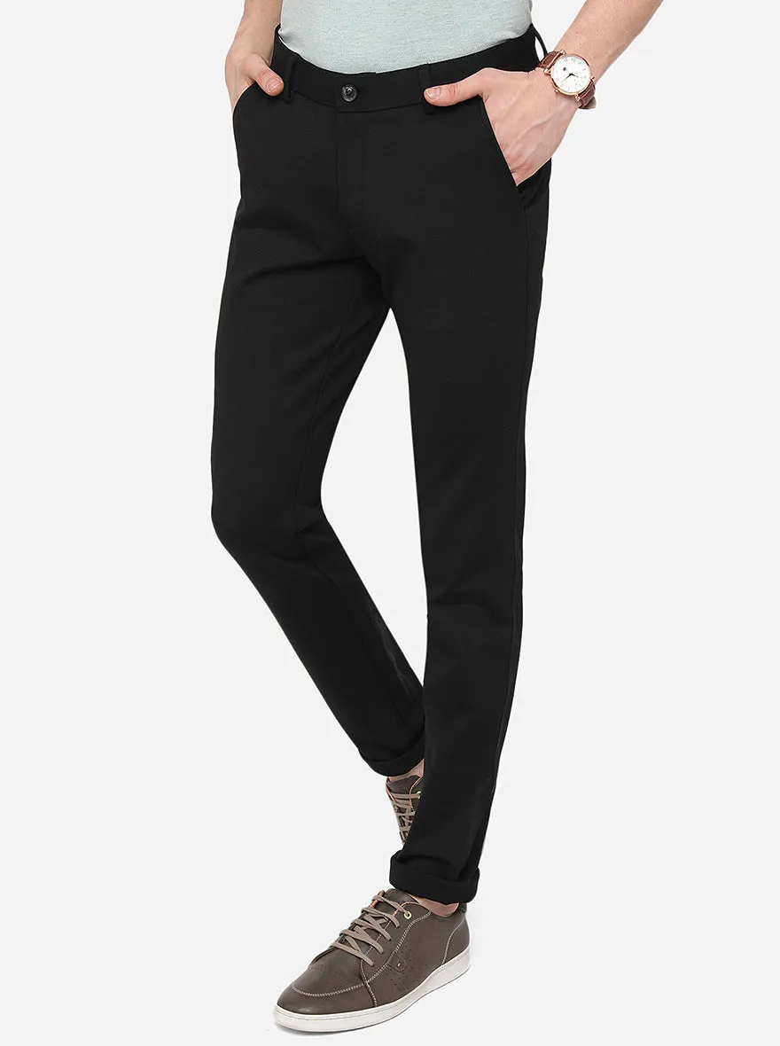 Black Solid Slim Fit Formal Trouser | JB Studio