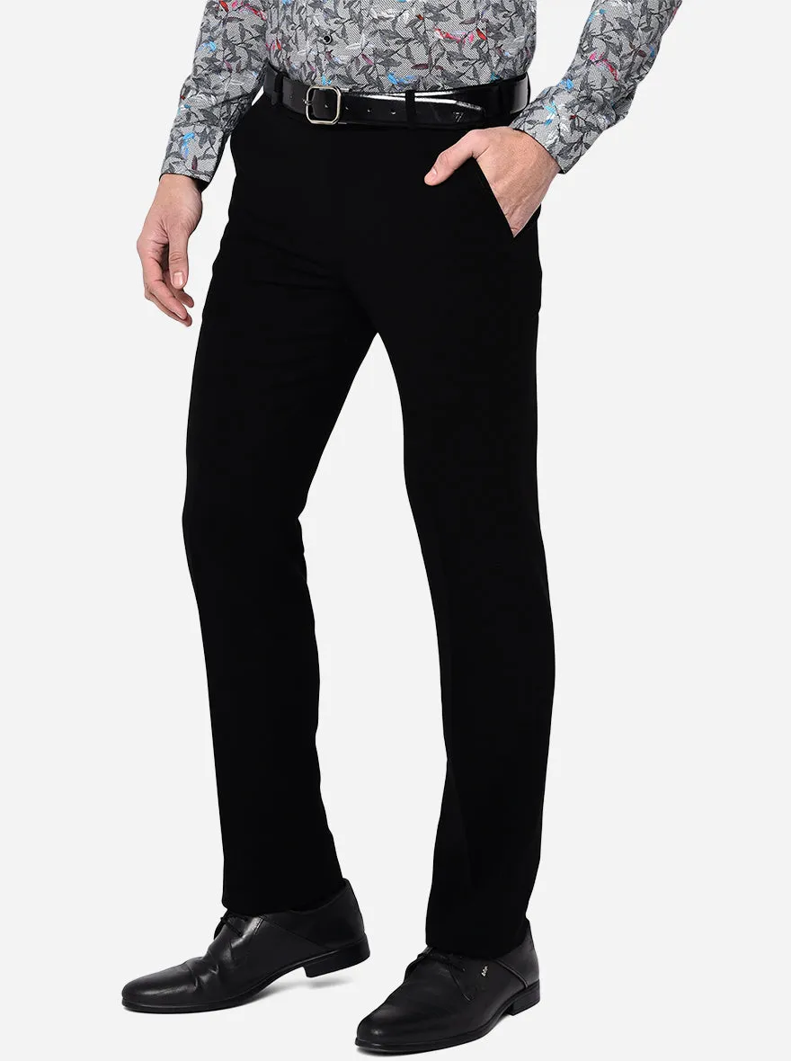 Black Solid Slim Fit Formal Trouser | JB Studio
