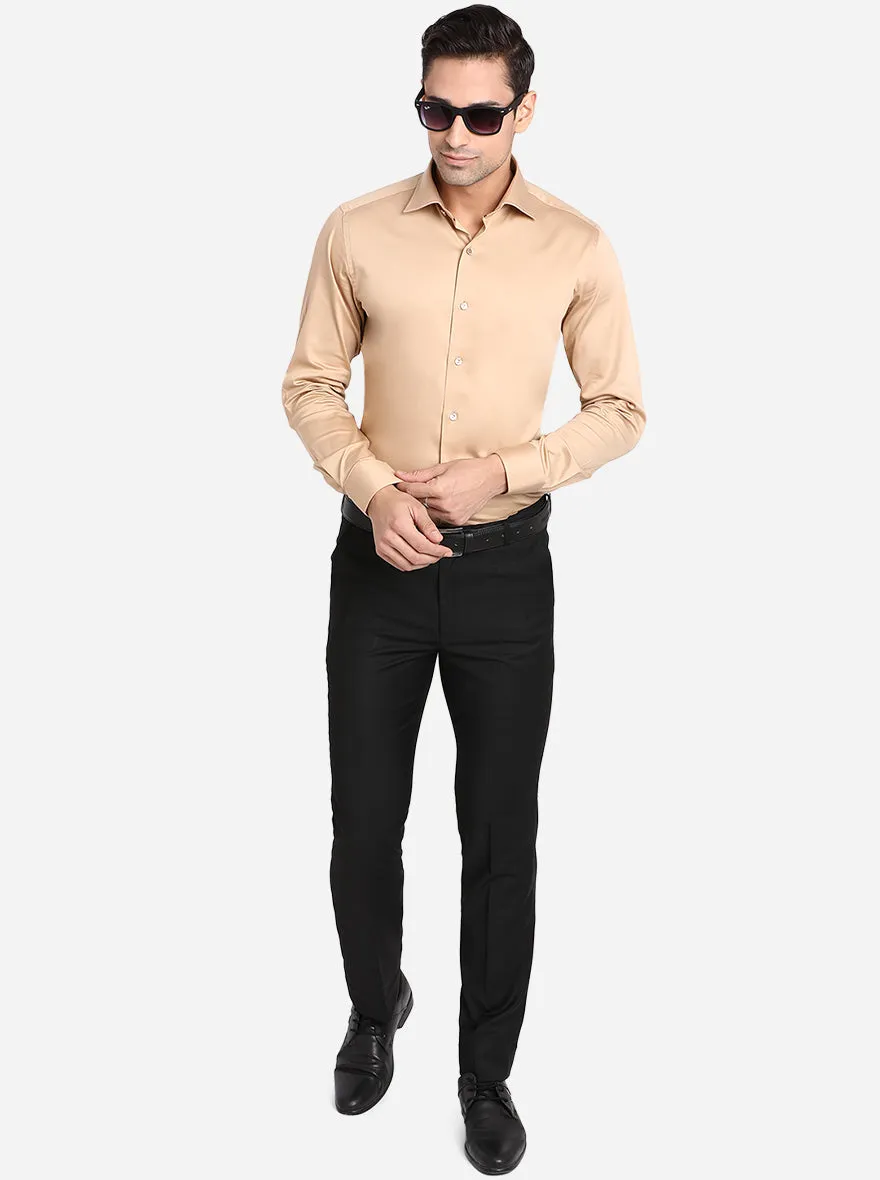Black Solid Slim Fit Formal Trouser | Metal
