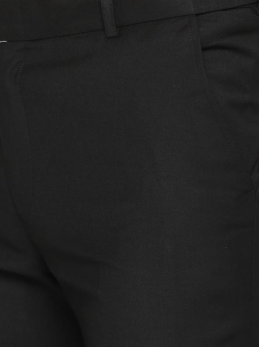 Black Solid Slim Fit Formal Trouser | Metal
