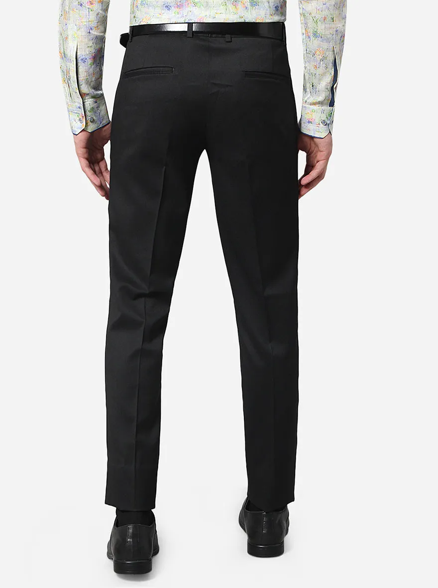 Black Solid Super Slim Fit Formal Trouser | Greenfibre