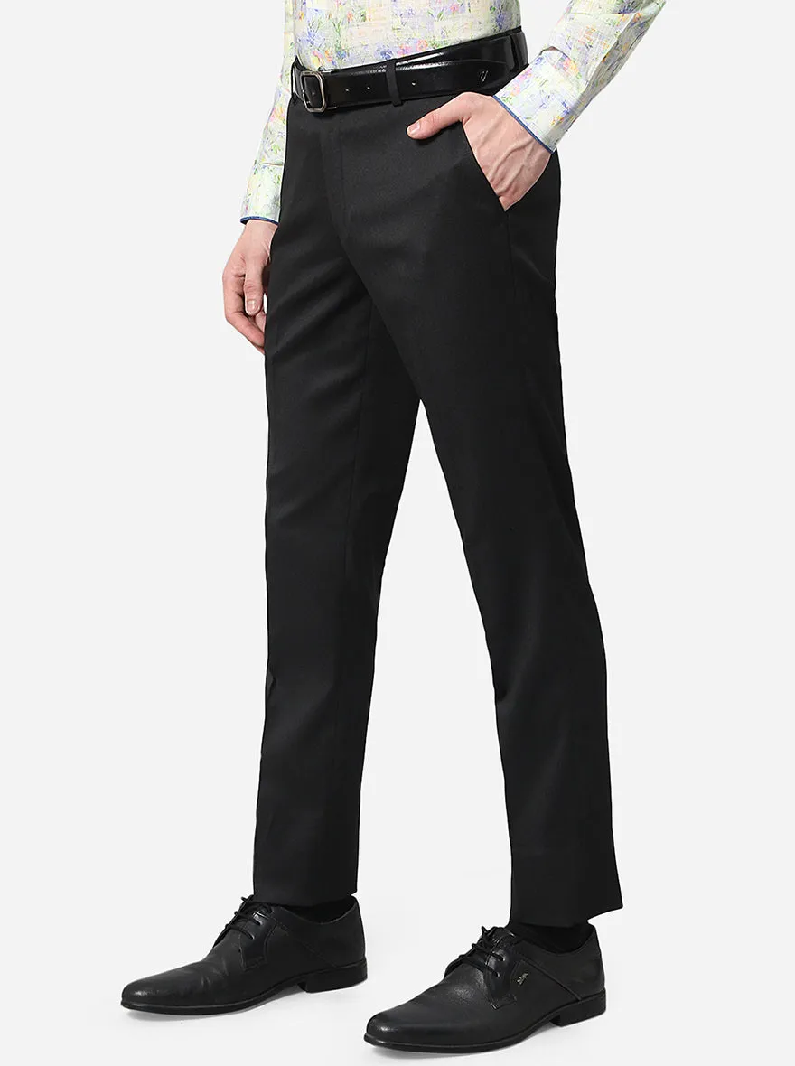 Black Solid Super Slim Fit Formal Trouser | Greenfibre
