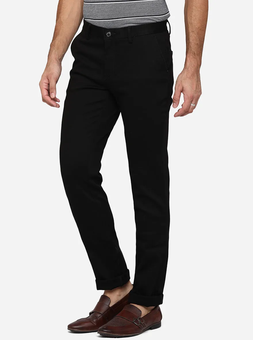 Black Solid Uno Fit Casual Trouser | JadeBlue