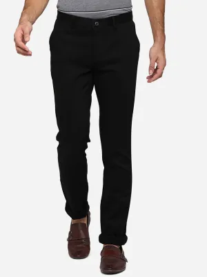 Black Solid Uno Fit Casual Trouser | JadeBlue
