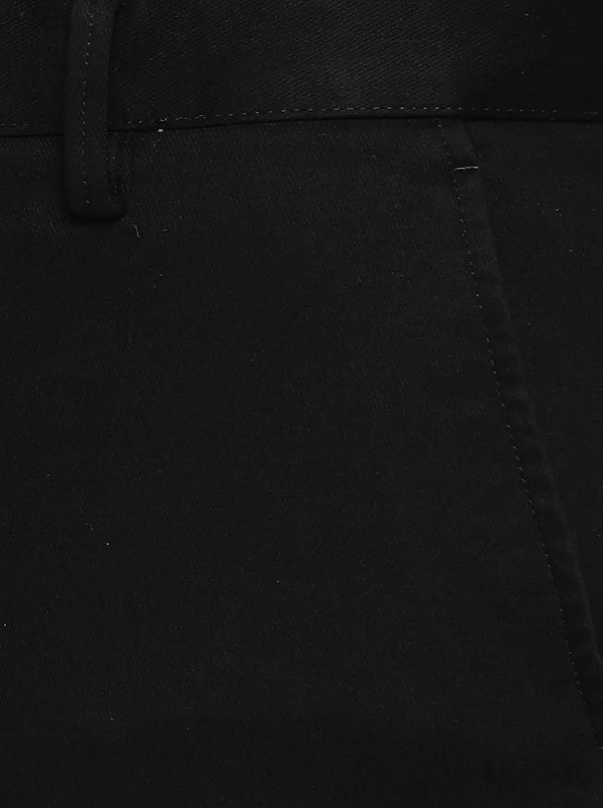 Black Solid Uno Fit Casual Trouser | JadeBlue