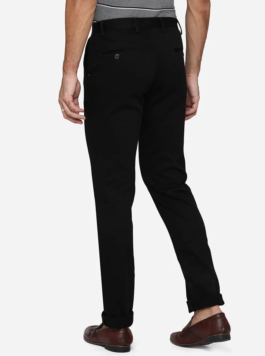 Black Solid Uno Fit Casual Trouser | JadeBlue
