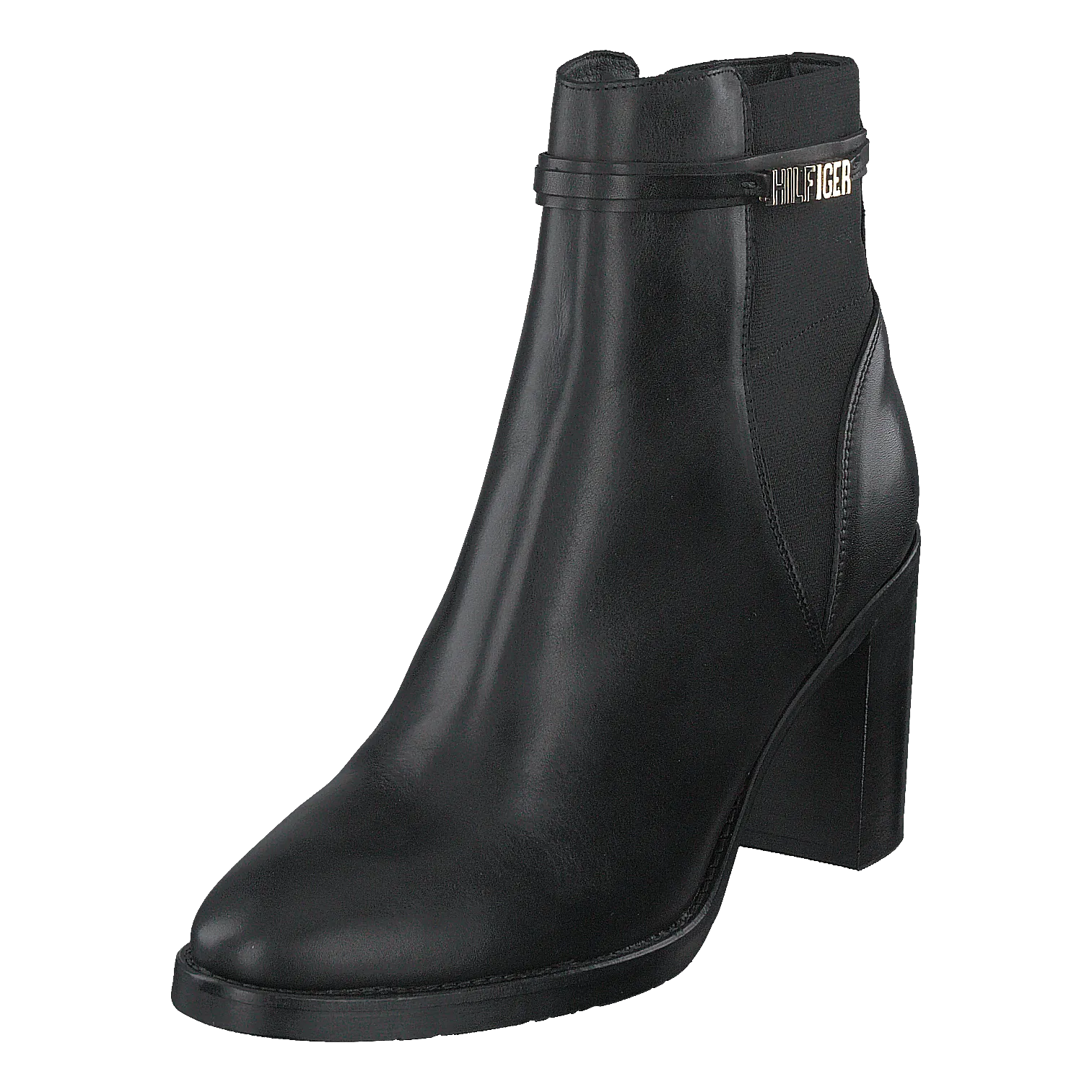 Block Branding High Heel Boot Black