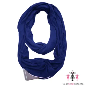 Blue Hidden Pocket Infinity Scarf