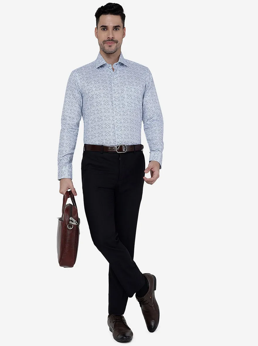 Blue Printed Slim Fit Formal Shirt | Metal