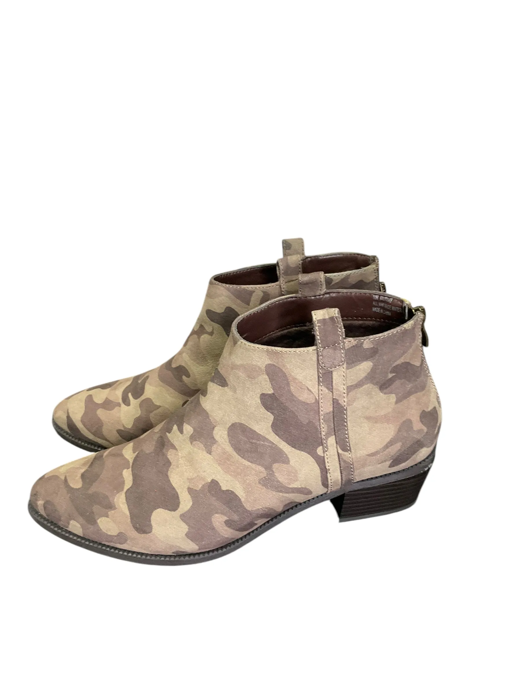 Boots Ankle Heels By Cato In Camouflage Print, Size: 10