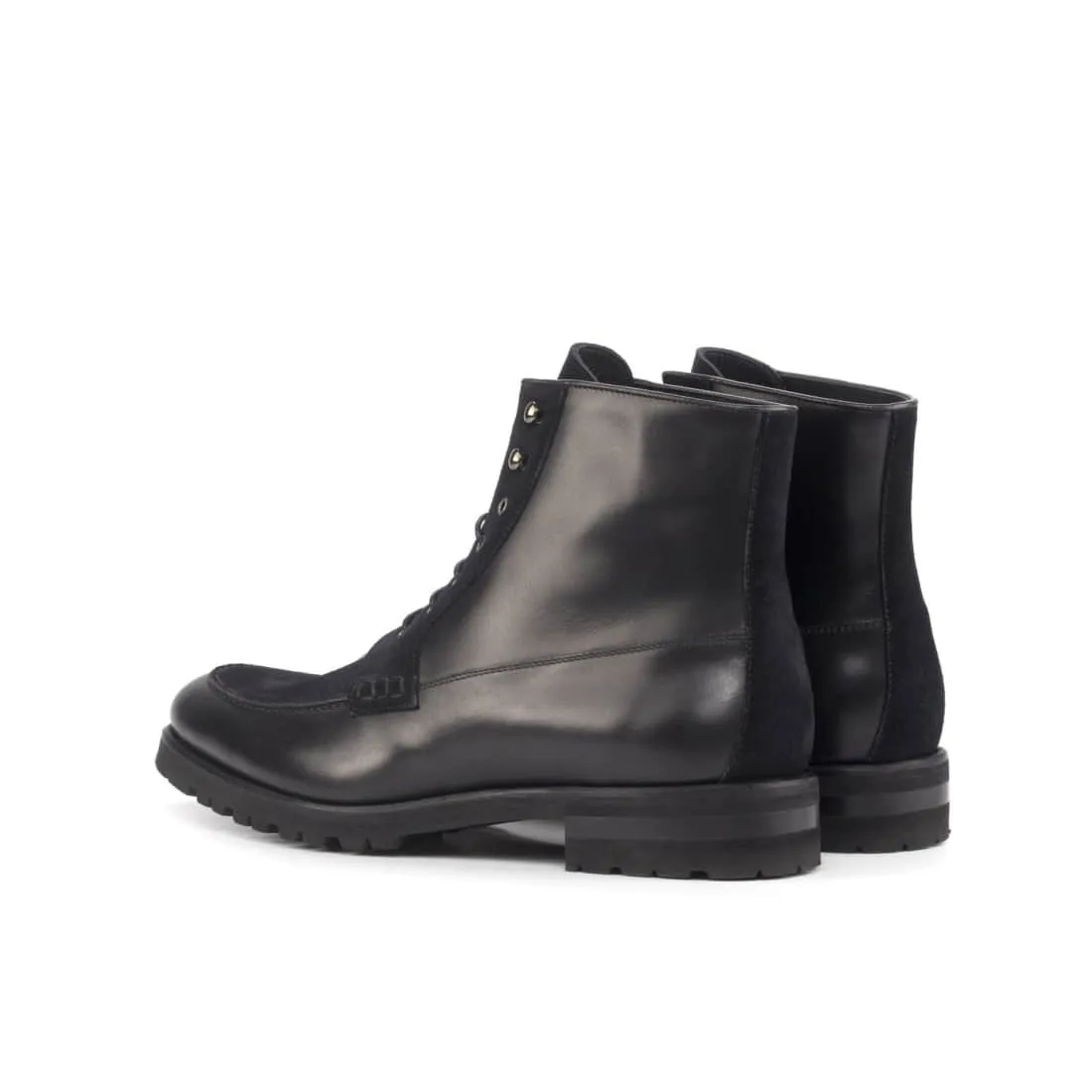 Bottines Derby Demi-Chasse en cuir et daim noir - Semelles Commando