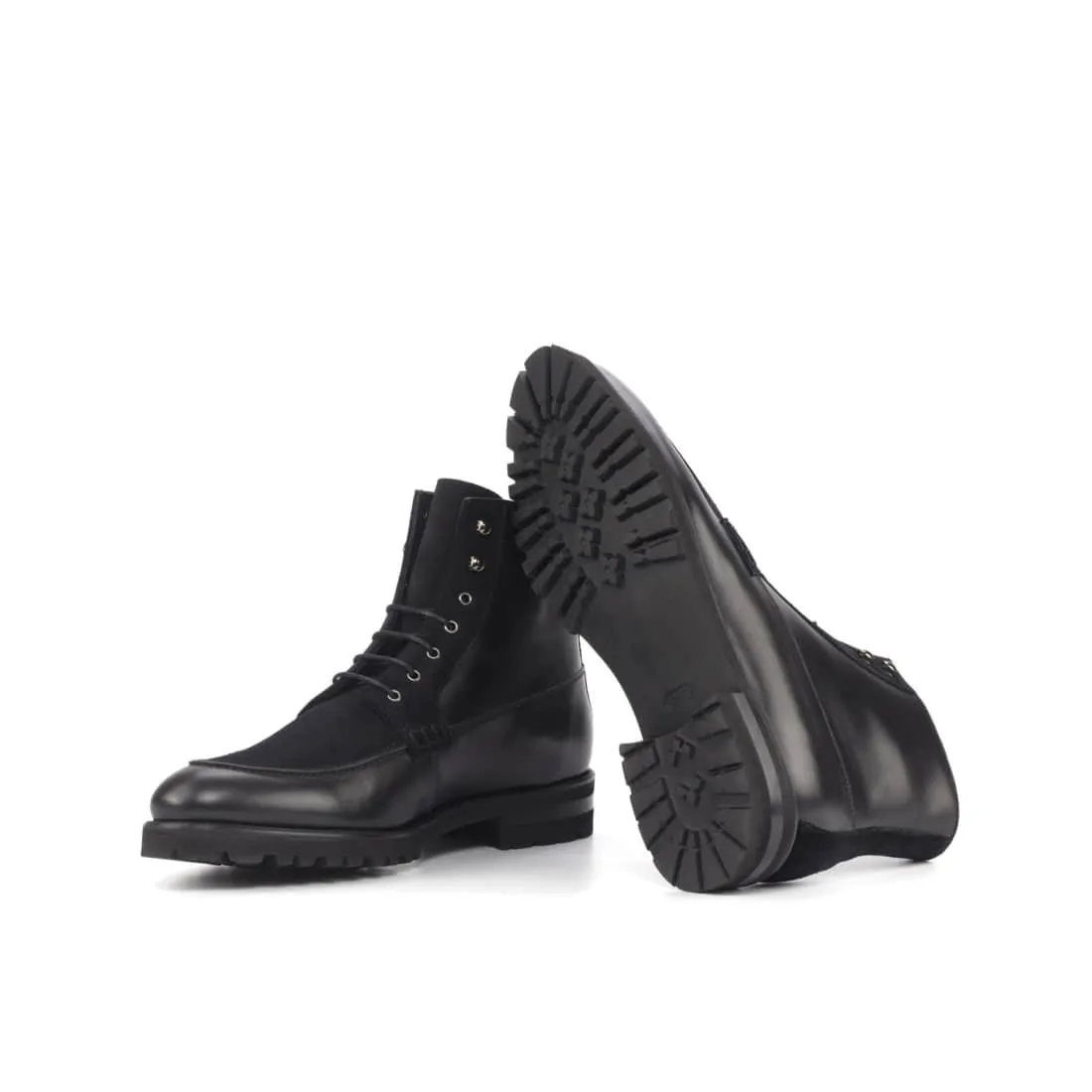 Bottines Derby Demi-Chasse en cuir et daim noir - Semelles Commando