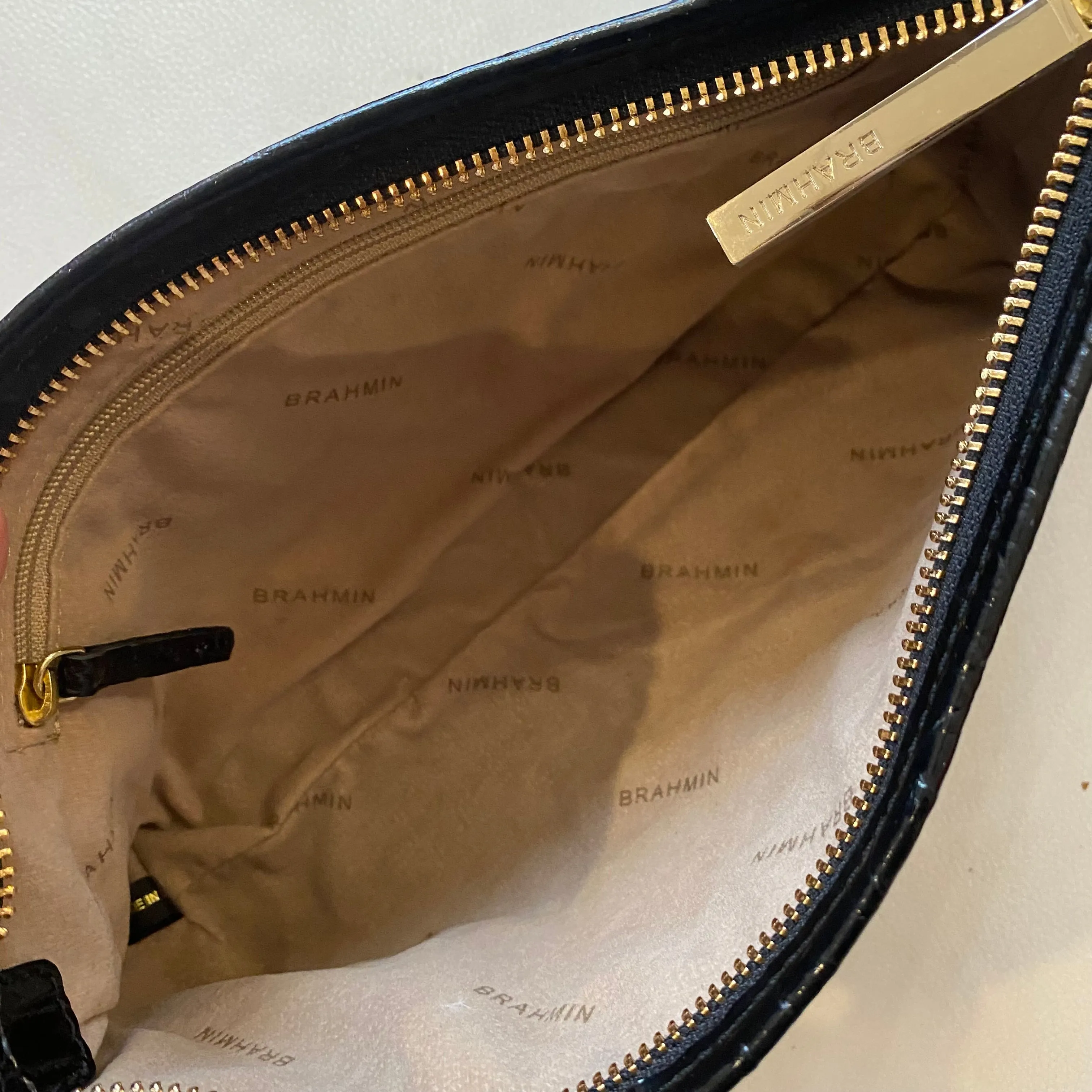 BRAHMIN Kayla Melbourne Black Embossed Leather Clutch