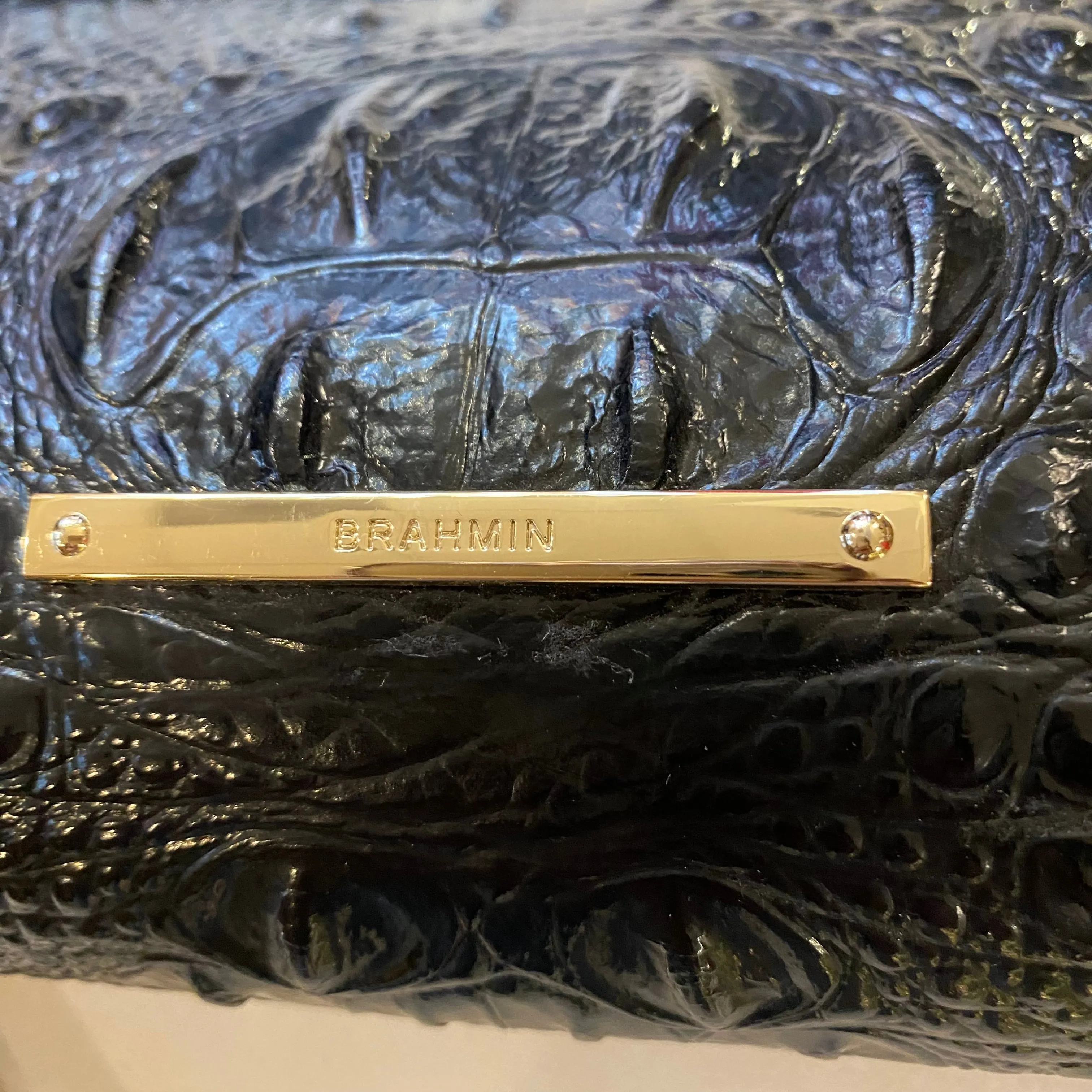 BRAHMIN Kayla Melbourne Black Embossed Leather Clutch