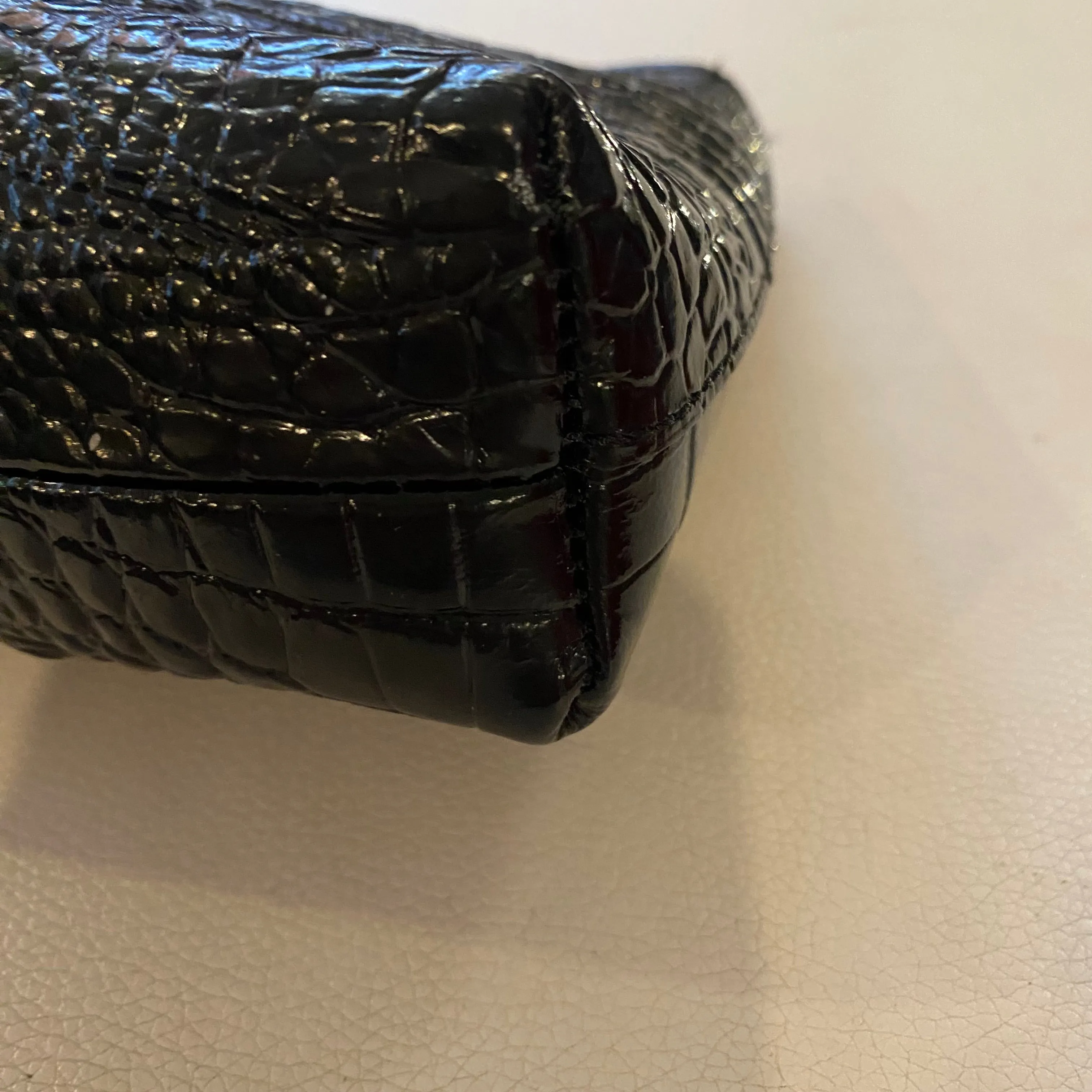 BRAHMIN Kayla Melbourne Black Embossed Leather Clutch