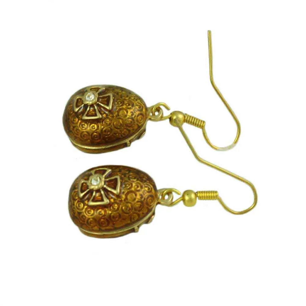 Brown Enamel Dangling Ladybug Pierced Earring - PT710E