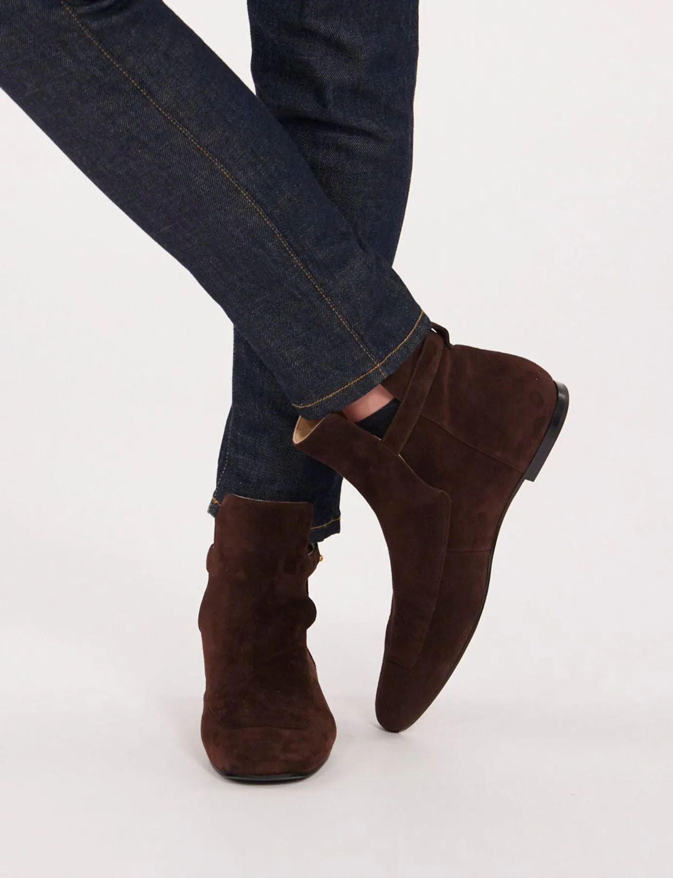 Brown suede boots