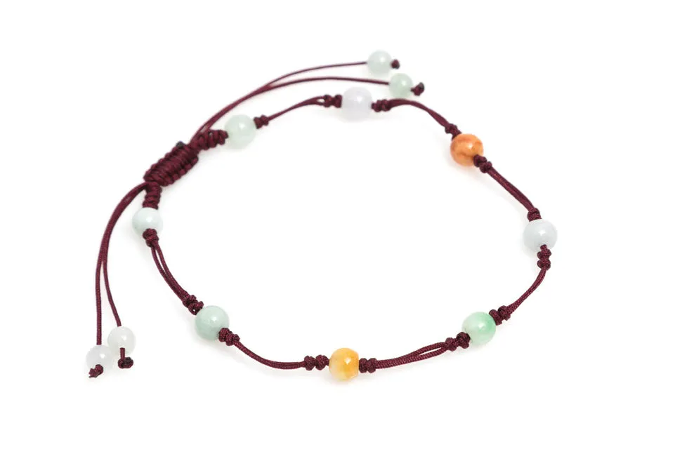 Burmese Multi Color Jadeite "Lucky" Bracelet or Anklet