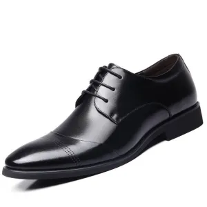 Business Dress Shoes Wedding Pointed Toe Fashion Genuine Leather Shoes Flats Oxford Shoes For Men Black Brown BRM-436