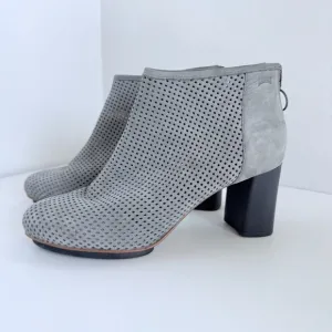 Camper Women's Myriam Perforated Nubuck Leather Ankle Boots in Gray Size 6
